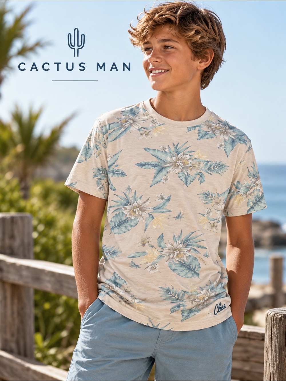 Pink Floral Boy’s Tee